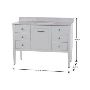 Hensley 49 in. W x 22 in. D x 39 in. H Single Sink Freestanding Bath Vanity in White with Pulsar Cultured Marble Top