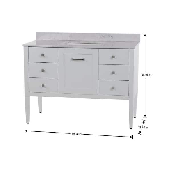 Hensley 49 in. Single Sink White Bath Vanity with Pulsar Cultured Marble Top (Assembled)