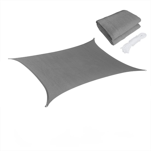 10 ft. x 13 ft. Dark Grey Rectangle Premium Permeable Sun Shade Sail with Stainless Steel D-Rings, 95% UV Rays Block