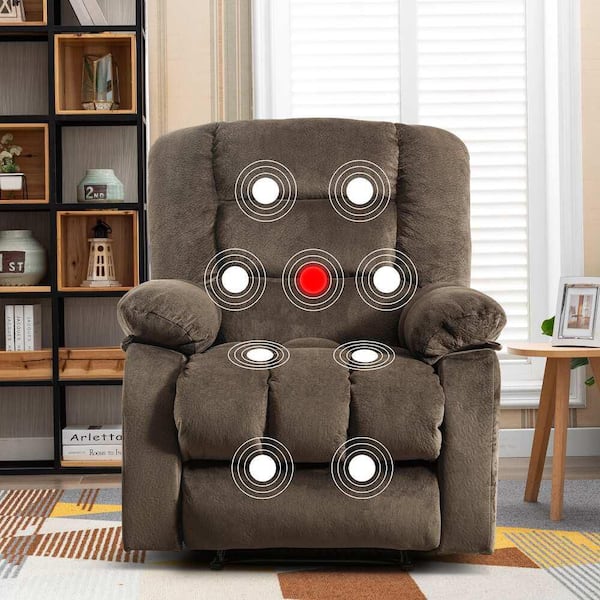 Bestier 36 in. W Brown Overstuffed Massage Recliner with Heat and