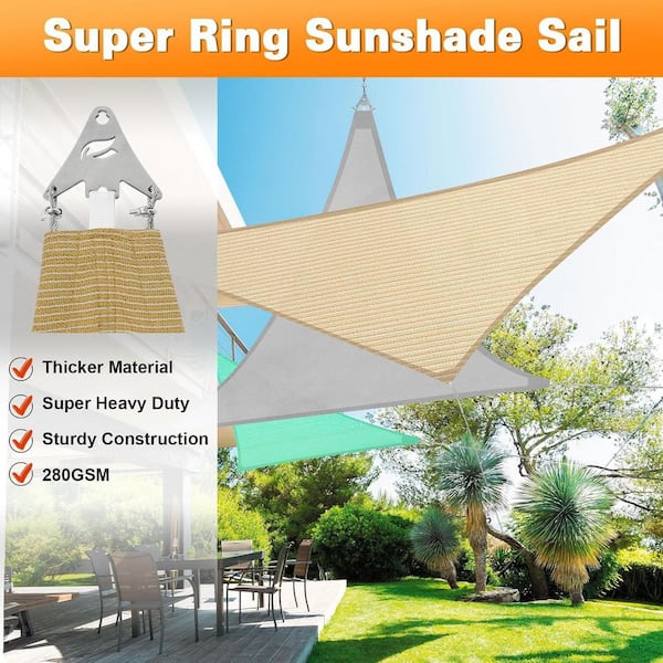 20 x 20 x 20 ft. Sun Shade Sail, 98% UV Blockage, UPF50