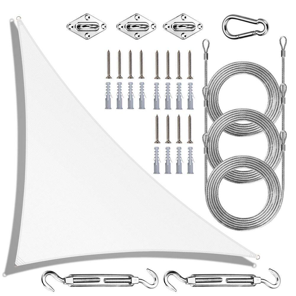 18 ft. x 18 ft. x 25.5 ft. Right Triangle Sun Shade Sail Screen Canopy with Installation Hardware Kit and Rope-White price history on PriceWatchPro