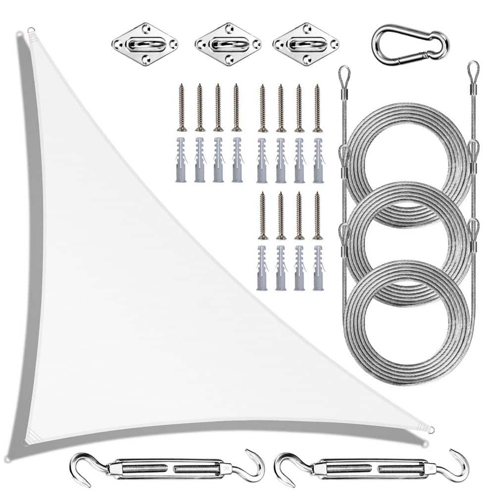 24 ft. x 24 ft. x 33.9 ft. Right Triangle Sun Shade Sail Screen Canopy with Installation Hardware Kit and Rope-White price history on PriceWatchPro