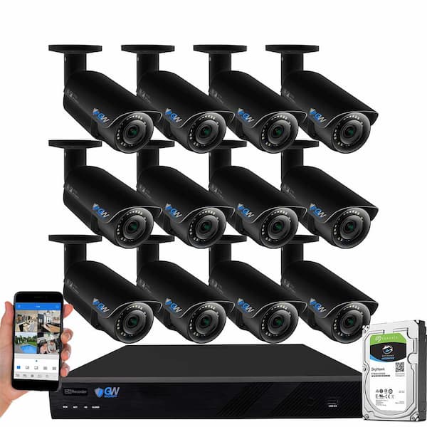 GW Security 16-Channel 8MP 4TB NVR Security Camera System 12 Wired Bullet Cameras 2.8-12mm Motorized Lens Human/Vehicle Detection