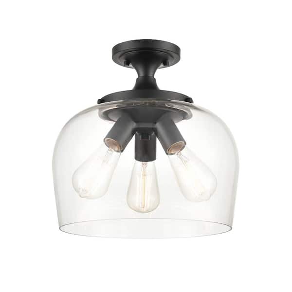5-Light Matte Black Semi-Flush Ceiling Flush mount