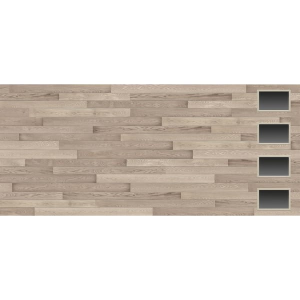 Modern Steel 16 ft. x 7 ft. 18.4 R-Value Insulated Wood Look Plank Coastal Gray Garage Door with Windows