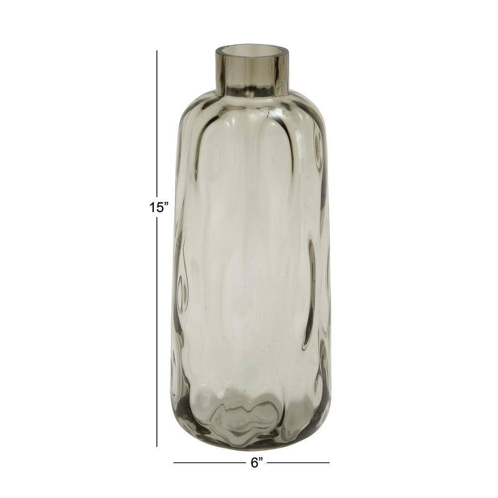 Coastal Whisper 15" Tinted Gray Glass Bouquet Vase