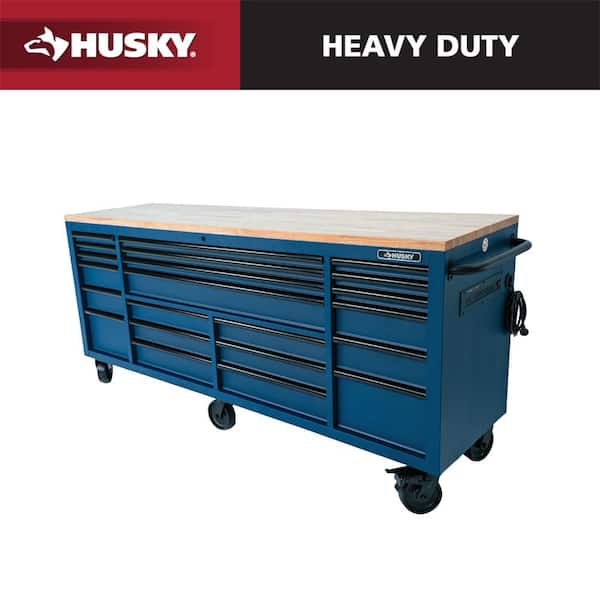 Tool Storage Heavy Duty 84 in. W x 24 in. D Matte Blue Mobile Workbench Cabinet