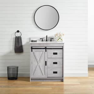 Rafter 30 in. W x 22 in. D Bath Vanity in White Wash with Carrara White Engineered Stone Vanity Top with White Sink