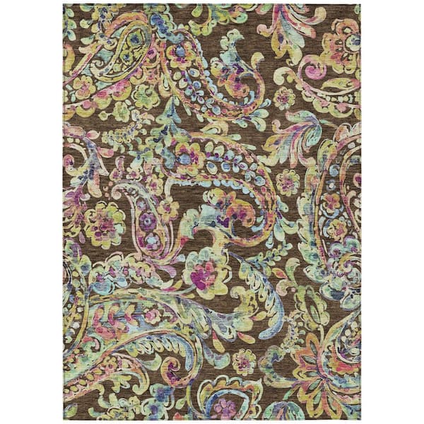 Addison Rugs Chantille Machine Washable Indoor/Outdoor Abstract ACN834 Chocolate 2 ft. 6 in. x 3 ft. 10 in. Area Rug
