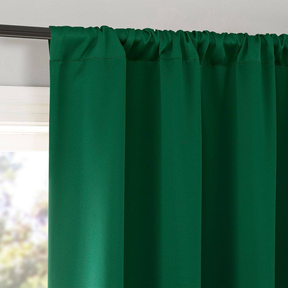 Malachite Green Blackout Rod Pocket Curtain Panel, 40" x 63"