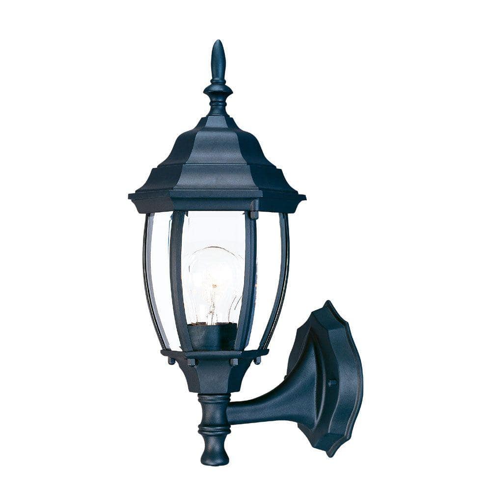 Matte Black Aluminum Outdoor Wall Sconce with Clear Beveled Glass