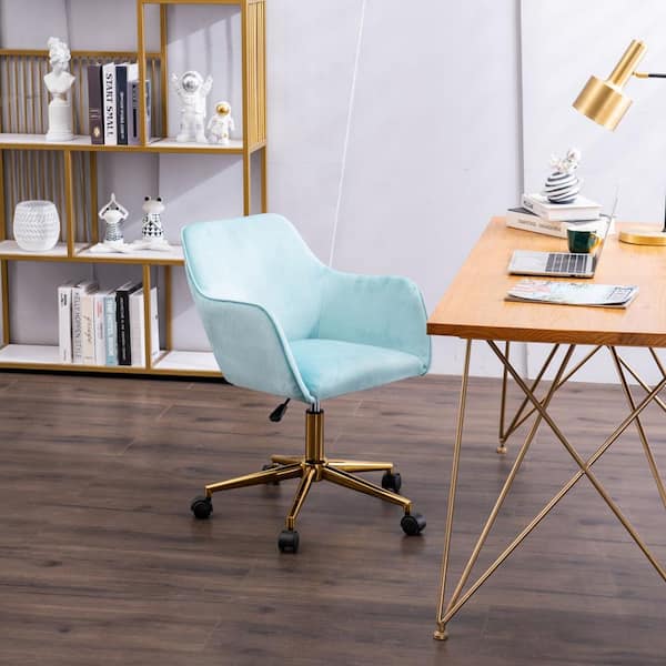 green office chair with gold legs