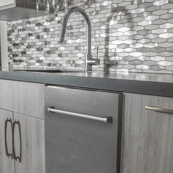 24 in. Top Control 6-Cycle Compact Dishwasher with 2 Racks in Fingerprint Resistant Stainless Steel & Traditional Handle