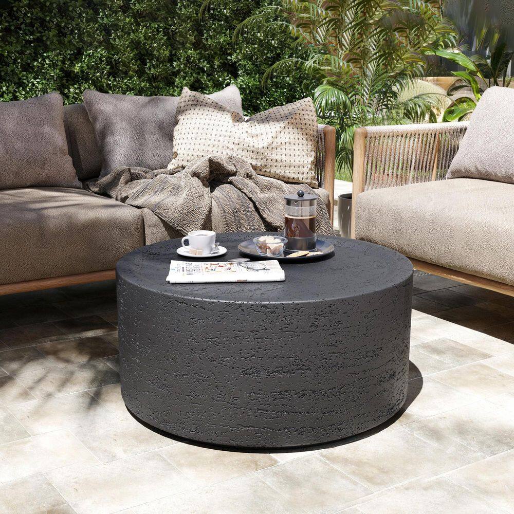 28'' Magnesium Oxide Outdoor Coffee Table with Natural Stone Textured Surface, Dark Gray price history on PriceWatchPro