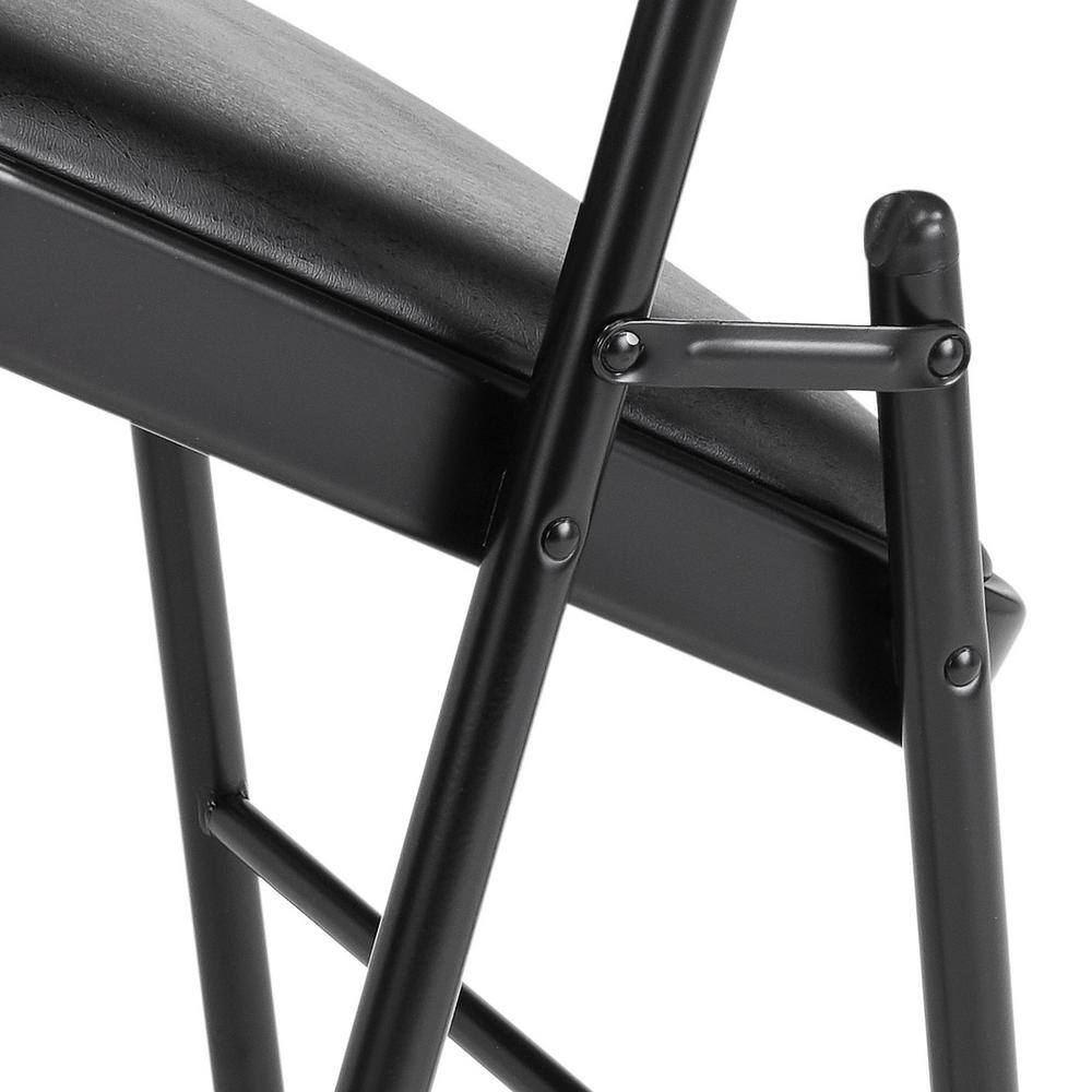 Black Vinyl Armless Metal Reception Folding Chair Set
