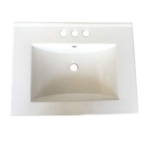 Lee 24 in. Square Drop-In Bathroom Sink in White with Overflow