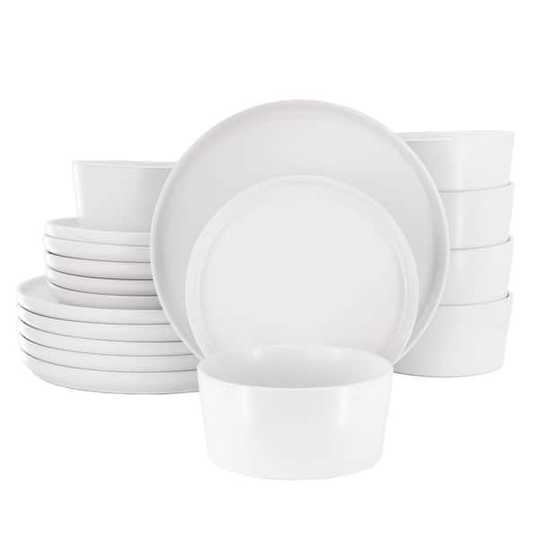 Josh 18 Piece Stoneware Dinnerware Set in Matte White