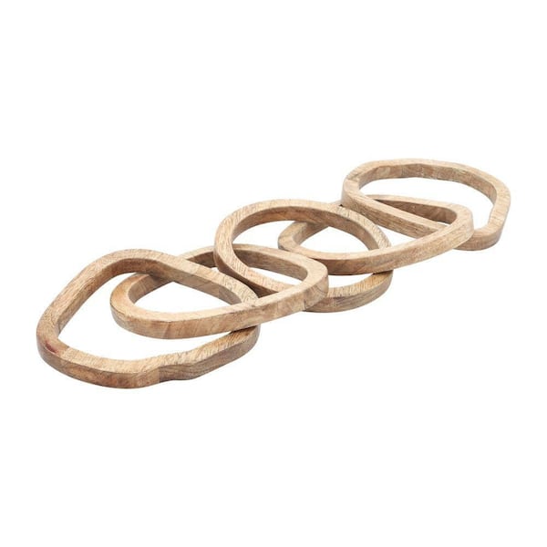 Brown 26 in. x 6 in. Wood 5-Link Chains Sculpture