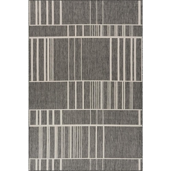 Nerelle Geometric Grey 8 ft. x 10 ft. Outdoor Area Rug