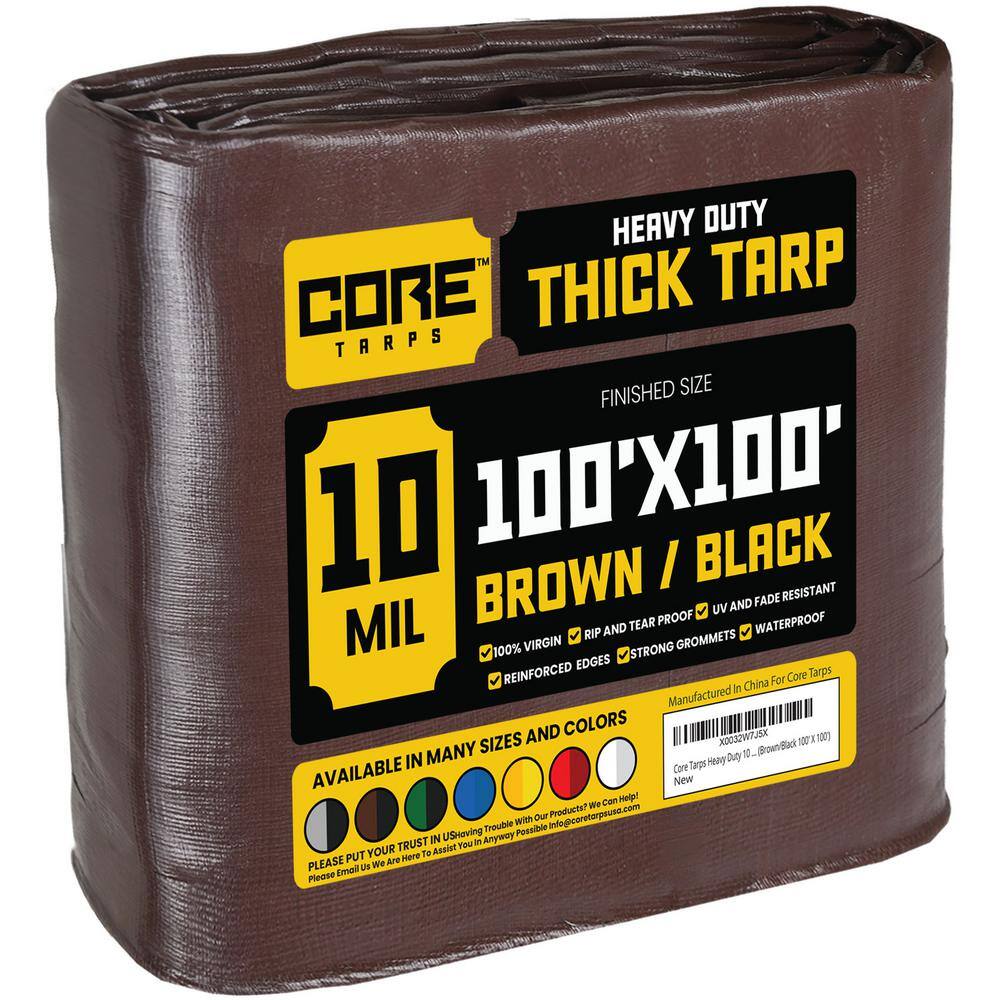 CORE TARPS 100 ft. x 100 ft. Brown/Black 10 Mil Heavy Duty Polyethylene