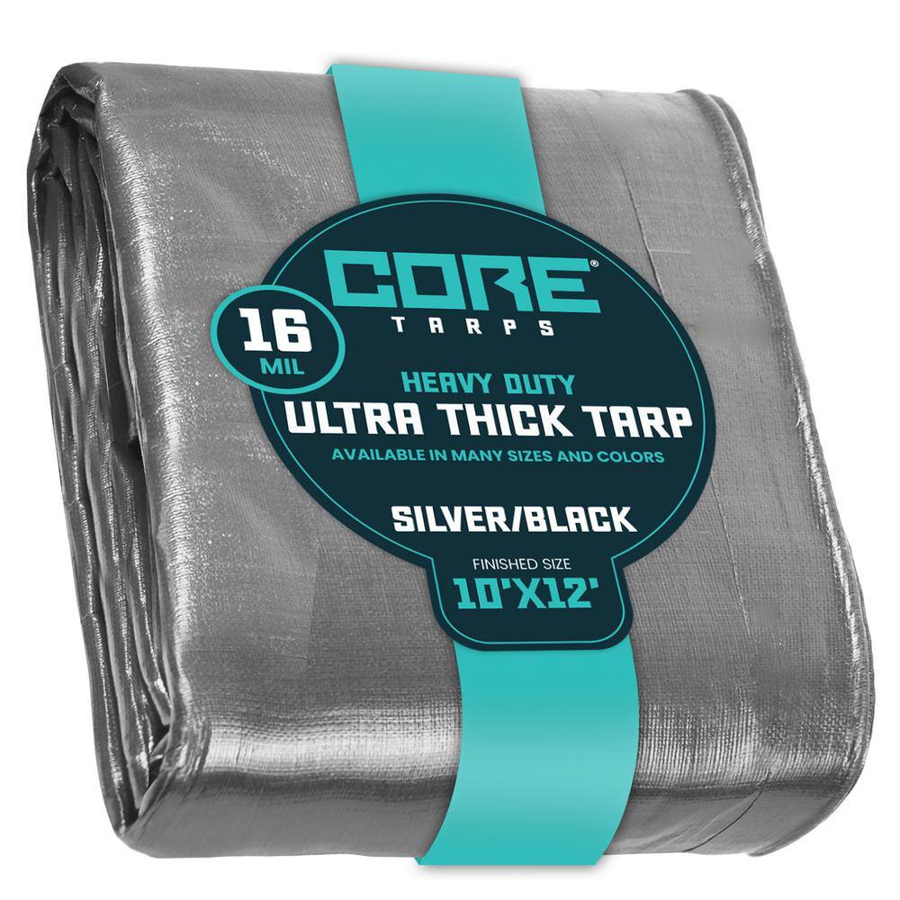 CORE TARPS 10 ft. x 12 ft. Silver/Black 16 Mil Heavy Duty