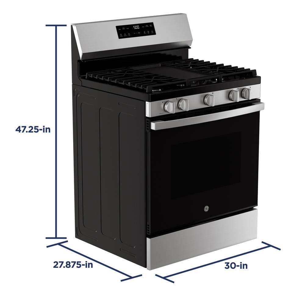 GE 30" Stainless Steel Free-Standing Gas Range with Griddle