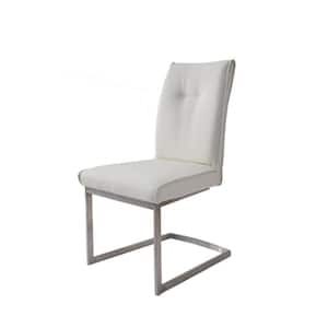 White and Gray Faux Leather Cantilever Frame Dining Chair (Set of 2)