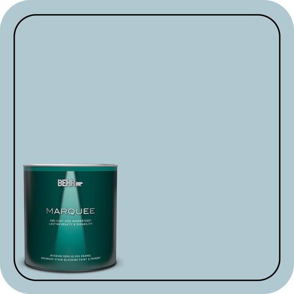 BEHR MARQUEE 1 qt. #S470-2 Gentle Sea Semi-Gloss Enamel Interior Paint & Primer