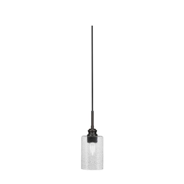 Unbranded Albany 60-Watt 1-Light Espresso Pendant Mini Pendant Light Smoke Bubble Glass and Light Bulb Not Included