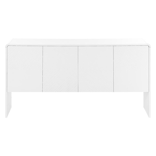 Unbranded White Wood Pantry Organizer Sideboard Cabinet 4-Doors and Rebound Device