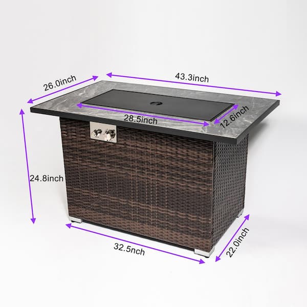 44 in. 50000 BTU Outdoor Gas Fire Pit Table with Ceramic Tabletop