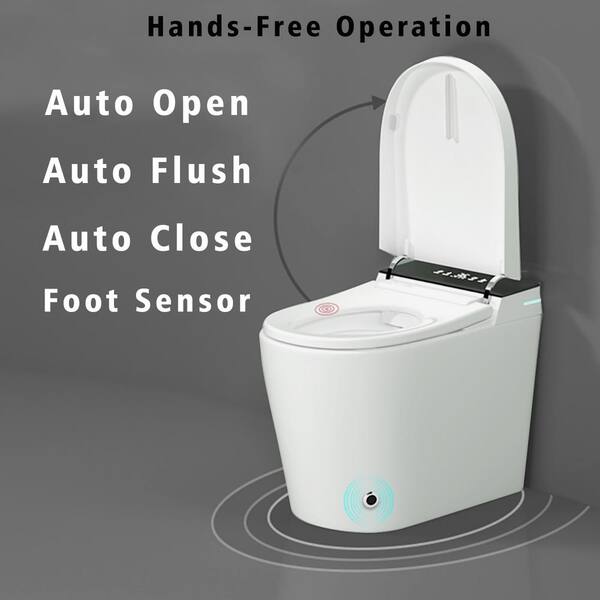 YSQCAR Elongated 1.28 GPF Bidet Smart Toilet in White, Auto