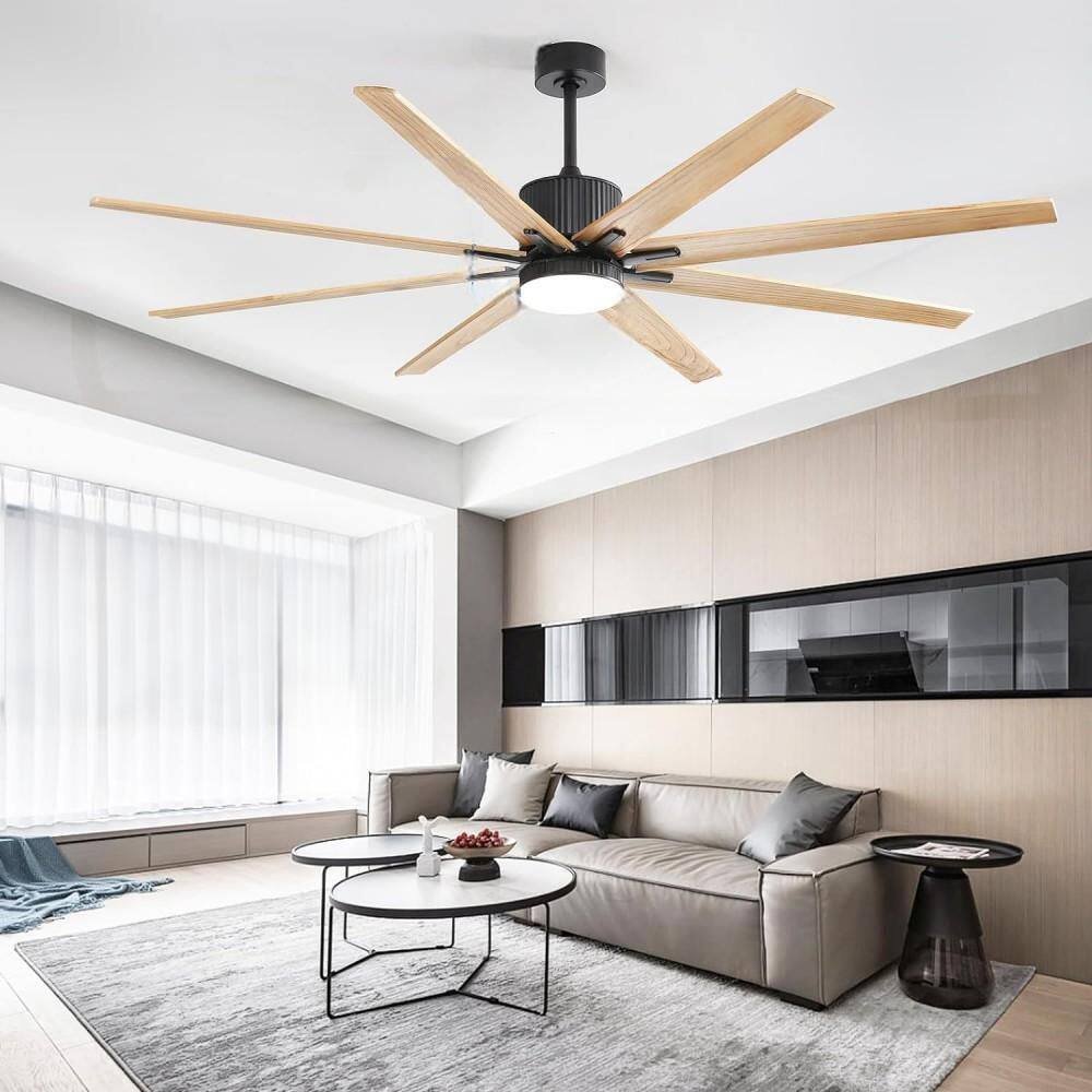76 in. Smart Indoor Black Ceiling Fan with Wood Blade and Integrated LED, Remote Control Included price history on PriceWatchPro