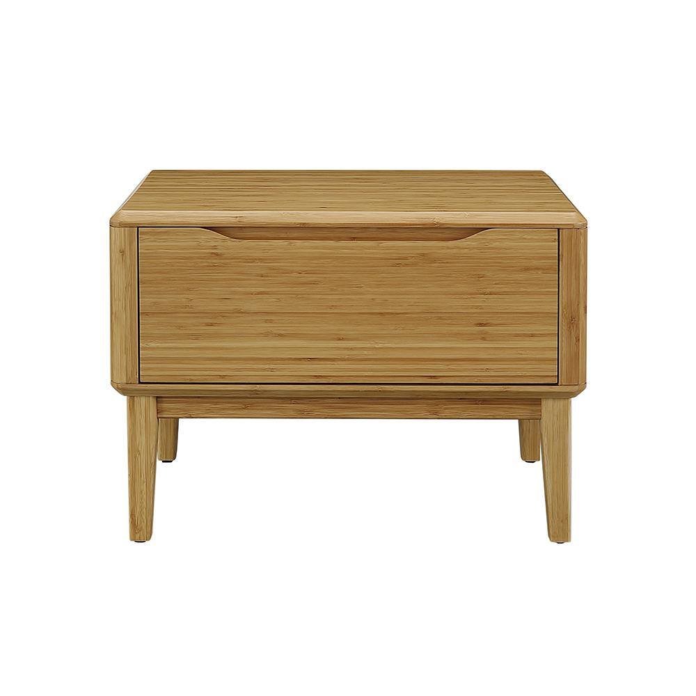 Eco-Friendly Caramelized Bamboo Nightstand with 1 Drawer