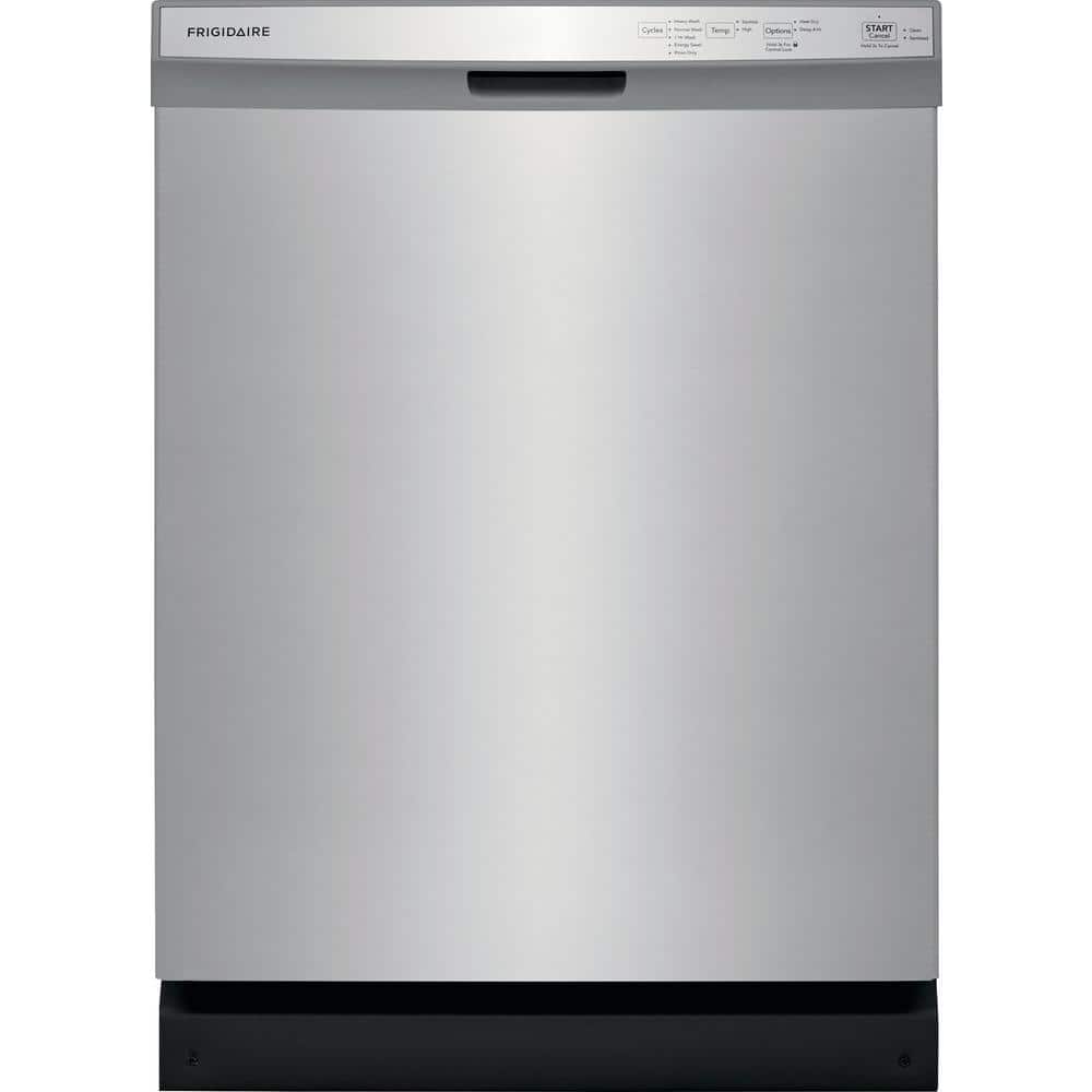 Frigidaire 24 In. in. Front Control Built-In Tall Tub Dishwasher in Stainless Steel with 5-Cycles, 55 dBA, Silver