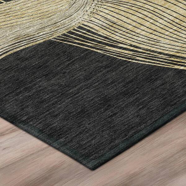 Chantille Machine Washable Indoor/Outdoor Abstract ACN3057 Black 10 ft. x 14 ft. Area Rug