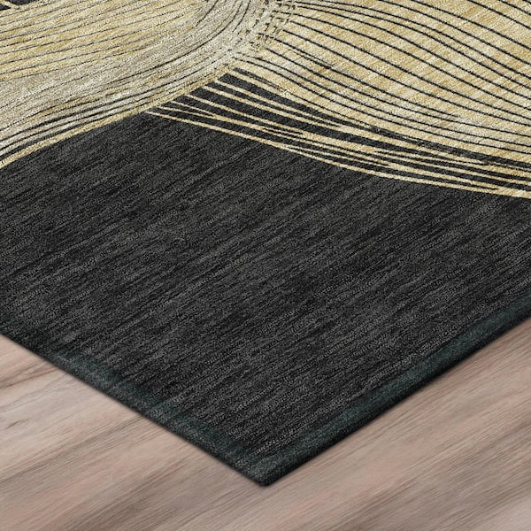 Chantille Machine Washable Indoor/Outdoor Abstract ACN3057 Black 9 ft. x 12 ft. Area Rug