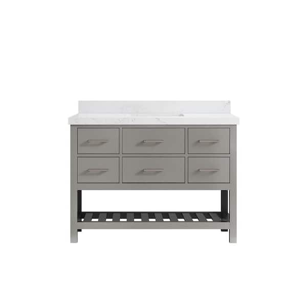 Willow Collections Parker 48 in. W x 22 in. D x 36 in. H Bath Vanity in Elephant Gray with 2 in. Empira Quartz Top