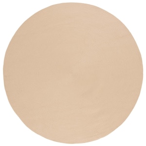 Braided Beige 7 ft. x 7 ft. Abstract Round Area Rug