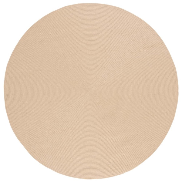 SAFAVIEH Braided Beige 7 ft. x 7 ft. Abstract Round Area Rug