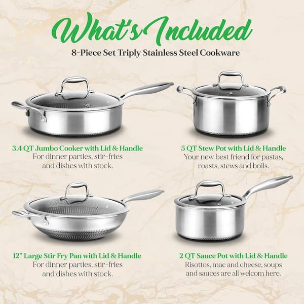 NutriChef 2 Quart Stainless Steel Sauce Cooking Pot with Glass Lid