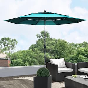 10 ft. Aluminum Pole Market Outdoor Patio Umbrella in Turquoise with Double Air Vent