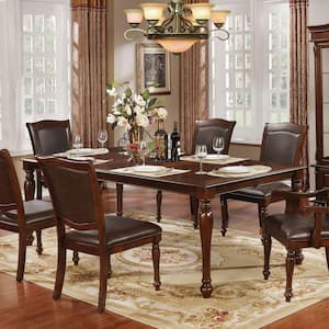 Tularee Traditional Brown Cherry Wood 84 in. 4 Legs Expandable Dining Table (Seats 8)