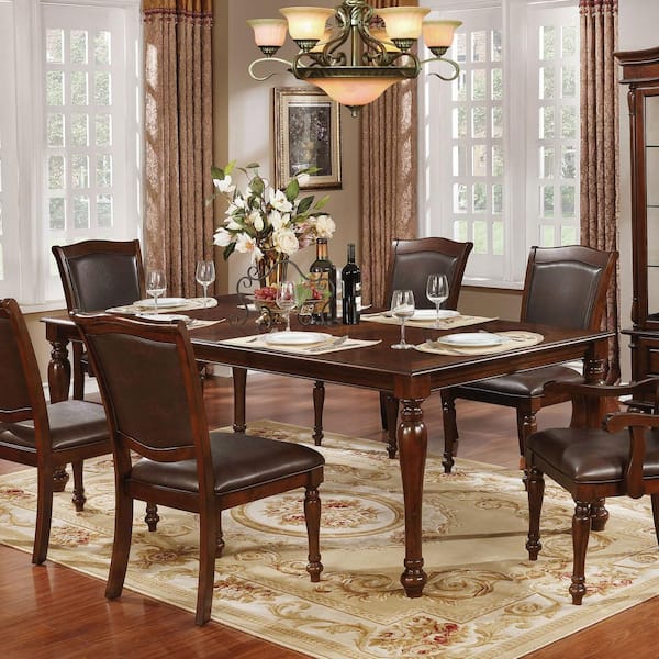 Furniture of America Tularee Traditional Brown Cherry Wood 84 in. 4 Legs Expandable Dining Table (Seats 8)