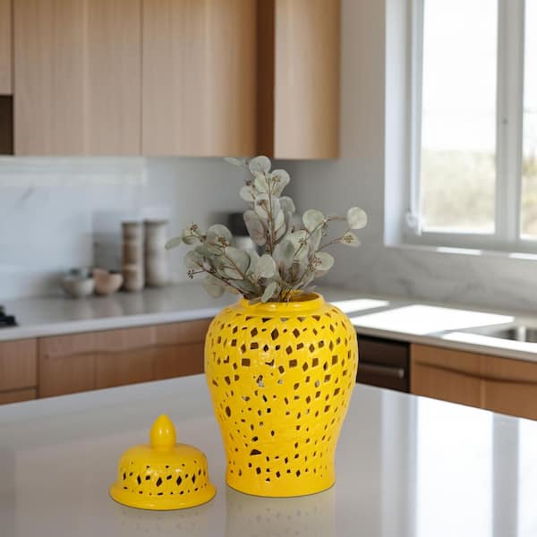 Reviews for Liv & Skye 24 in. Yellow Ceramic Pierced Cut-Out
