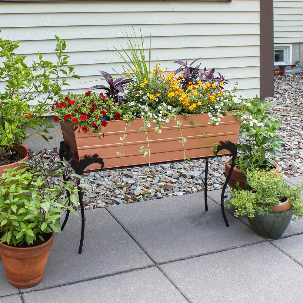 Copper Plated Galvanized Steel Flower Planter Box with Iron Stand