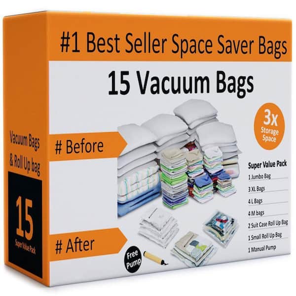 Space Saver Saving Storage Bags Vacuum Seal Compressed Organizer Bag & Pump 