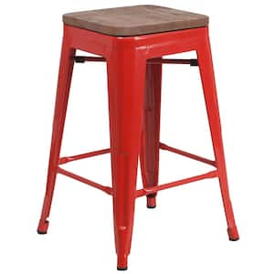24 in. Red Bar Stool