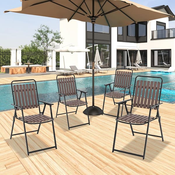 Metal Frame Patio Folding Chairs (Set of 4)